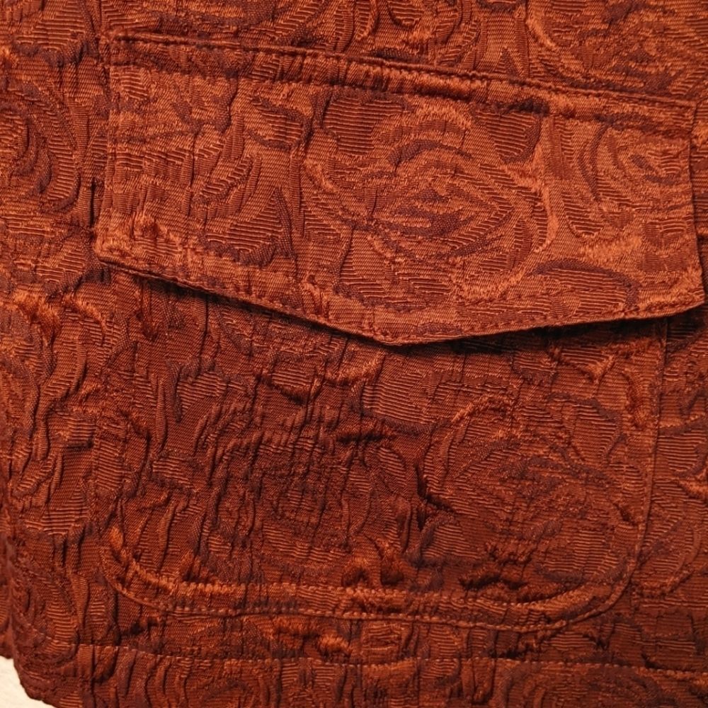 CHICOS Brown Brocade Blazer Jacket Career Unlined Classic Professional Size 2 - Picture 3 of 8